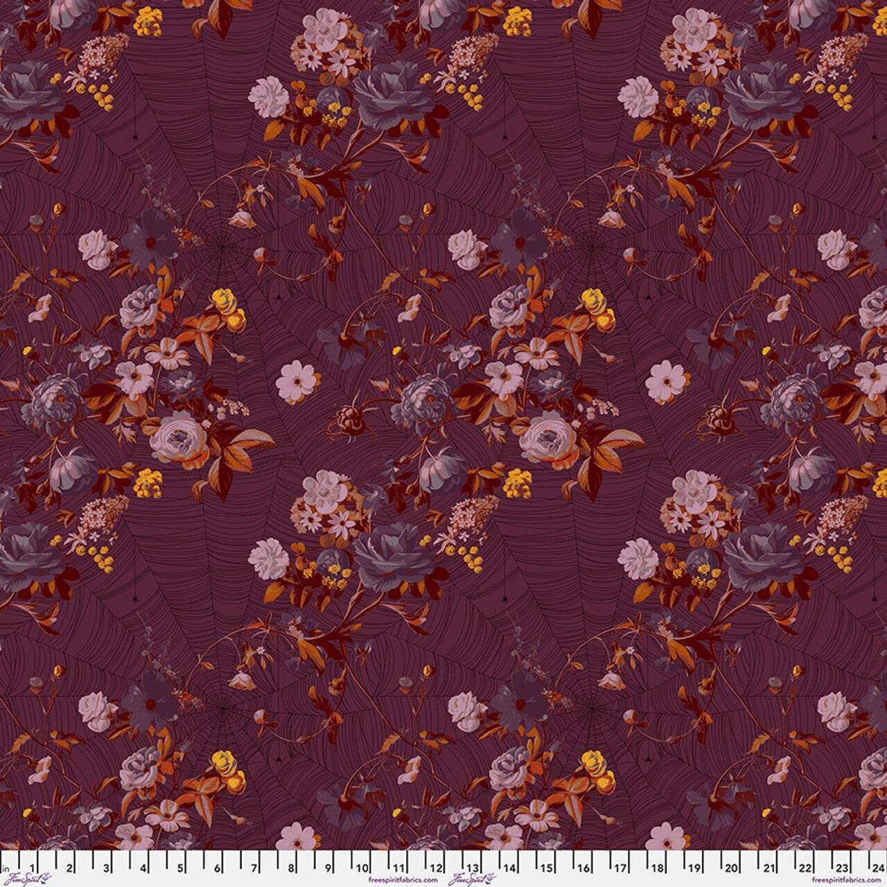 Enrapture by Giucy Giuce Vining - Cabernet Cotton 44"/45" Fabric Per Yard